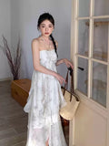 Floral Ruffle Design Halter Dress Elegant A-line Chiffon Evening Party Dress HZ0319