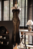 Vintage Black Applique Design Elegant Chiffon Evening Dress Prom Dress HZ0319