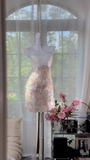Gorgeous Princess Sequin Strapless Sheath Elegant Chiffon Homecoming Dress Evening Dress Prom Dresses HZ0319