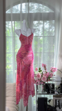 Retro Pink V-neck Floral Elegant Chiffon Evening Dress Prom Dresses HZ0319