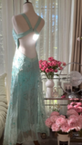Retro Sparkling Light Blue Sweetheart Design A-line Romantic Chiffon Evening Dress Prom Dress HZ0319