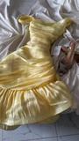 Elegant Yellow Sleeveless Sheath Chiffon Party Dresses Wedding Guest Dresses, HZ0319