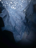 Blue Straps Ruffles Mermaid Beading Long Evening Dress Birthday Outfits, HZ0319