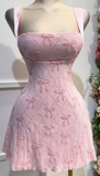 Lovely Pink Straps A-Line Short Party Dresses Homecoming Dresses, HZ0319