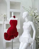 Sexy Burgundy Strapless Sheath Ruffles Short Party Dresses Birthday Outfits, HZ0319