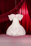 White Off Shoulder A-Line Short Party Dresses Birthday Dresses with Petal, HZ0319