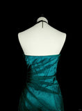 Retro Green Strapless Mermaid Beading Ruffles Vintage Long Evening Party Dress, HZ0319