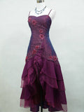 Elegant Spaghetti Straps A-Line Appliques Long Party Dress Vintage Evening Dress, HZ0319