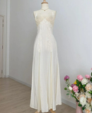 Elegant Spaghetti Straps A-Line Appliques Long Party Dress Evening Dress, HZ0319