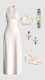 Elegant Ivory Halter Neck Sheath Long Party Dress Formal Evening Dress, HZ0319