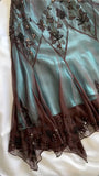 Spaghetti Straps Blue Chiffon Beading Vintage Midi Party Dress Evening Dresses, HZ0319