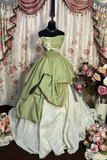 Retro Green Strapless A-Line Chiffon Long Prom Dress Evening Ball Gown, HZ0319
