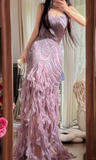 Vintage Purple Sparkling Strapless Design Elegant Chiffon Evening Dress Prom Dresses HZ0319