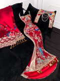 Sparkling Beaded Sequin Mermaid Design Exquisite Embroidery Gorgeous Evening Dress Prom Dresses HZ0319