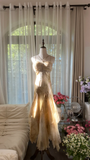 Retro Sweetheart Mermaid Spaghetti Strap Design A-line Romantic Chiffon Evening Dress Prom Dress HZ0319