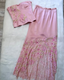 Lovely Pink Two Pieces Strapless Sheath Satin Long Party Dress Birthday Outfits, HZ0319