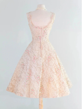 Retro Pink Floral Exquisite Embroidery Design A-Line Short Homecoming Dress Party Dress HZ0319