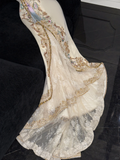 Sparkling Beige Beaded Sequined Design Elegant Mermaid Prom Dress Evening Dress HZ0319