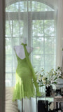 Chic Green Sequin Spaghetti Strap A-line Chiffon Party Dresses Homecoming Dresses, HZ0319